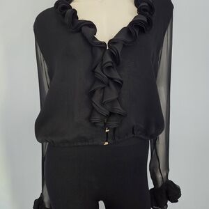 Gucci by Tom Ford Black Ruffled Silk Size 42